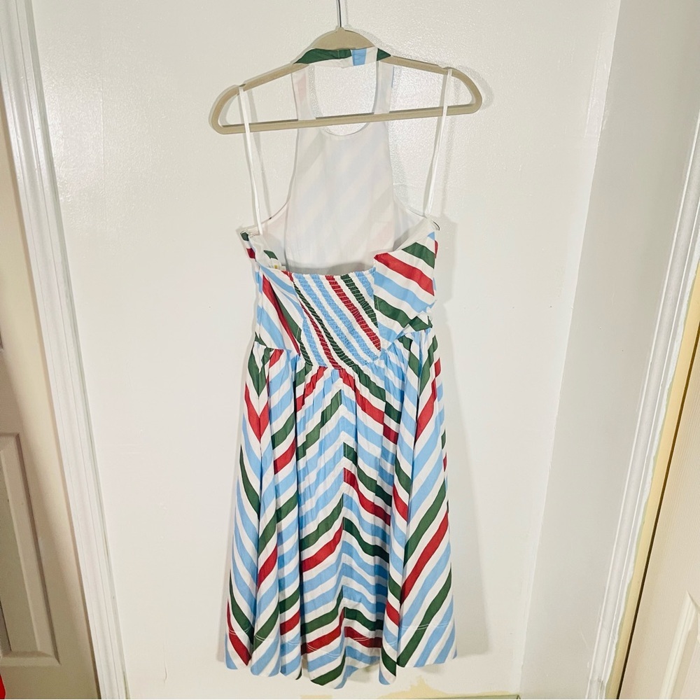 Anthropologie Striped Halter Midi Dress in Blue, White, Green, Rust L - Picture 8 of 10
